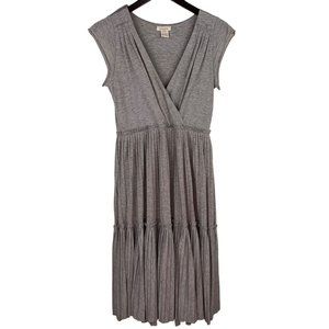 Sundance Gray Tier Pleated Midi Dress Size S